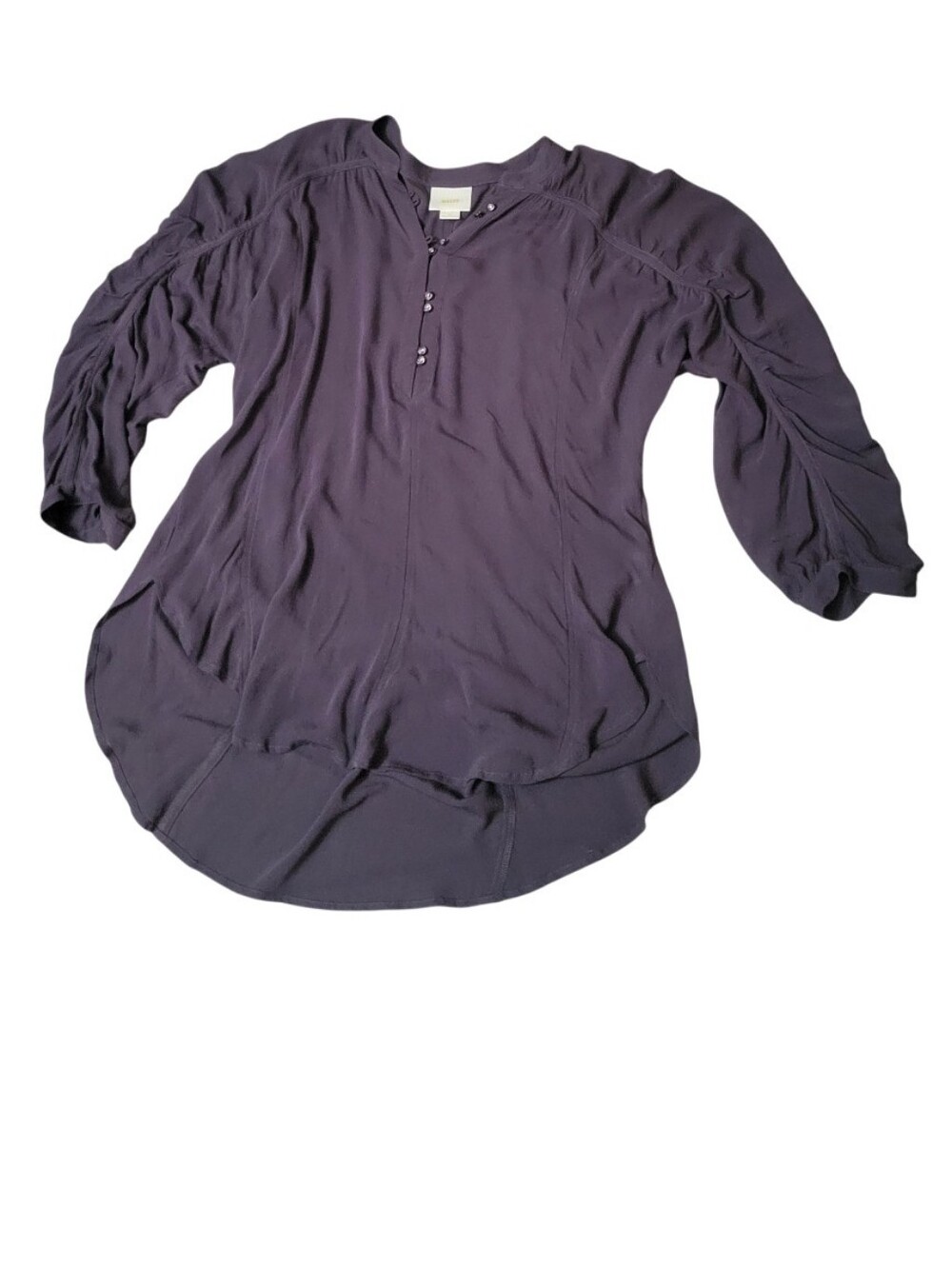 Maeve Women's Purple Henley Tunic Blouse Top XL Antropology Very Loose Fit